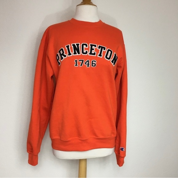 Vintage Champion Authentic Princeton Orange Crew Fleece Lined Sweatshirt Size M - Picture 1 of 16